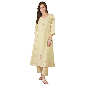 INDO ERA Womens Pure Cotton Floral Embroidered