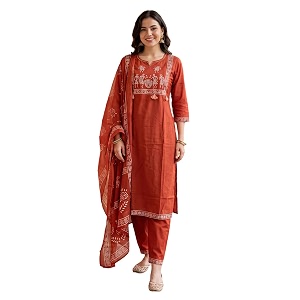 INDO ERA Womens Pure Cotton Striped Printed