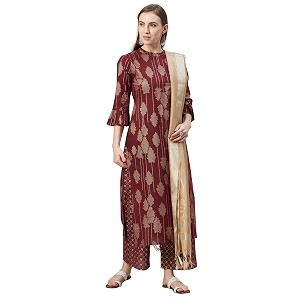 INDO ERA Womens Pure Cotton Printed Straight