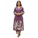 INDO ERA Women's Pure Cotton Floral Printed Straight Kurta &amp; Pant Set (IEAI12023)