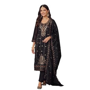 INDO ERA Womens Silk Blend Embroidered Stone