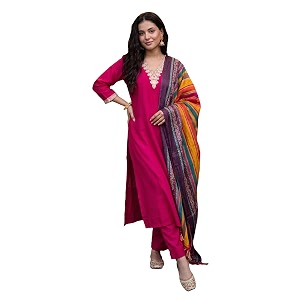 INDO ERA Womens Silk Blend Embroidered Sequinned