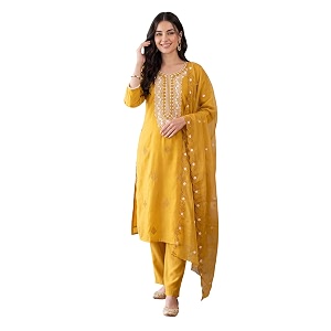 INDO ERA Womens Silk Blend Straight Kurta