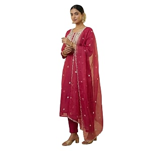 INDO ERA Womens Silk Blend Floral Embroidered
