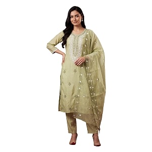 INDO ERA Womens Silk Blend Straight Kurta