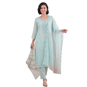 INDO ERA Womens Silk Blend Straight Kurta
