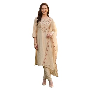 INDO ERA Womens Silk Blend Paisley Embroidered