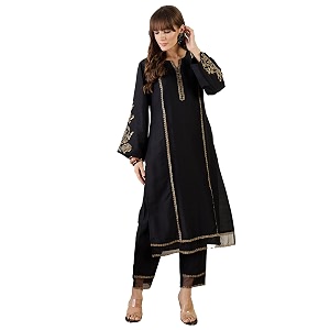 INDO ERA Womens Silk Blend Floral Embroidered