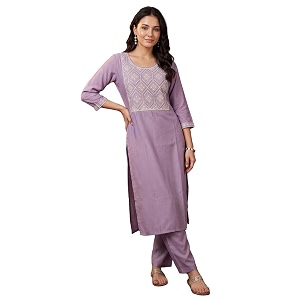 INDO ERA Womens Silk Blend Geometric Embroidered