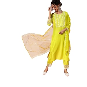 INDO ERA Womens Silk Blend Floral Embroidered