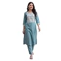 INDO ERA Women39s Silk Blend Geometric Embroidered