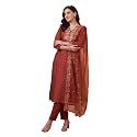INDO ERA Women39s Silk Blend Floral Embroidered