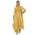 INDO ERA Women39s Silk Crepe Floral Embroidered