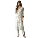 INDO ERA Women39s Silk Blend Geometric Embroidered