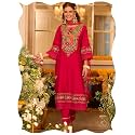 INDO ERA Women39s Silk Blend Floral Embroidered