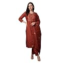 INDO ERA Women39s Silk Blend Floral Embroidered