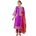 INDO ERA Women39s Silk Blend Embroidered Straight