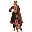 INDO ERA Women39s Silk Blend Floral Embroidered