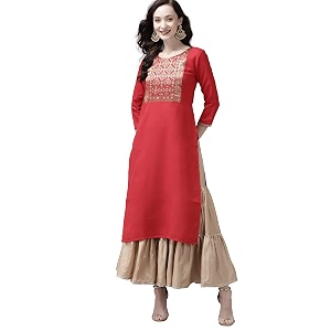 INDO ERA Womens Polyester Straight Fit Solid