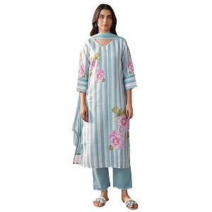 INDO ERA Womens Straight Linen Floral Print