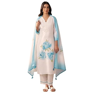 INDO ERA Womens Straight Linen Floral Print