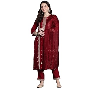 INDO ERA Womens Straight Silk Blend Ethnic
