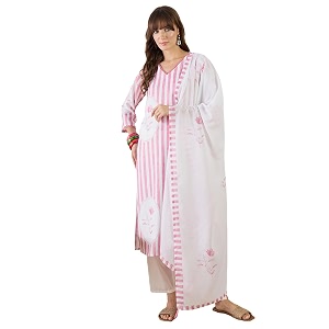 INDO ERA Womens Straight Linen Floral Print