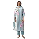 INDO ERA Women39s Straight Linen Floral Print
