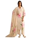 INDO ERA Women39s Straight Linen Floral Print