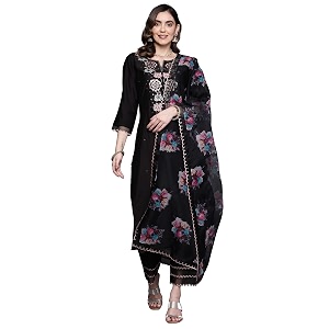 INDO ERA Womens Viscose Embroidered Straight Kurta