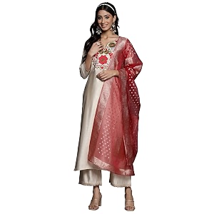INDO ERA Womens Viscose Embroidered Straight Kurta