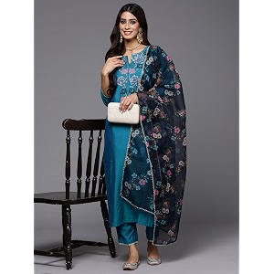 INDO ERA Womens Viscose Embroidered Straight Kurta