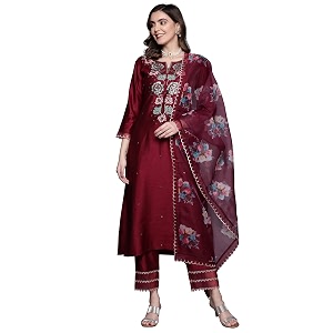 INDO ERA Womens Viscose Embroidered Straight Kurta
