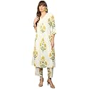 INDO ERA Women39s White Pure Cotton Printed