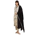 INDO ERA Women Cotton Cream Printed Straight