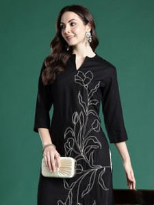 Indo Era Women Embroidered Straight Kurta