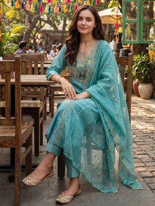 Indo Era Women Kurta Pant Dupatta Set