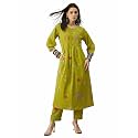 INDO ERA Women Rayon Viscose Floral Embroidered A-Line Kurta With Pant Set/Co-Ord Set