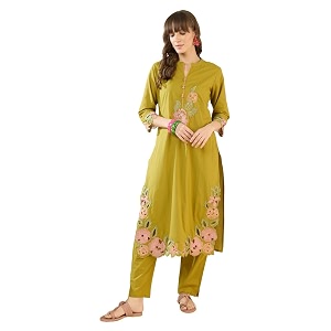 INDO ERA Womens Pure Cotton Floral Embroidered