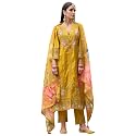 INDO ERA Womens Silk Blend Embroidered Straight