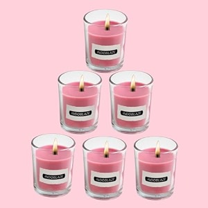 indoblaze glass votive candles for home decor  pure paraffin wax perfect for gifting rose pack of 6