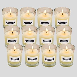 indoblaze glass votive candles for home decor  pure paraffin wax perfect for gifting jasmine pack of 12