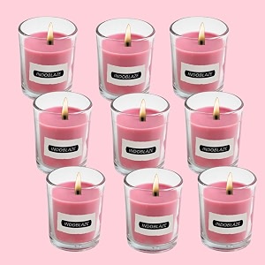 indoblaze glass votive candles for home decor  pure paraffin wax perfect for gifting rose pack of 12