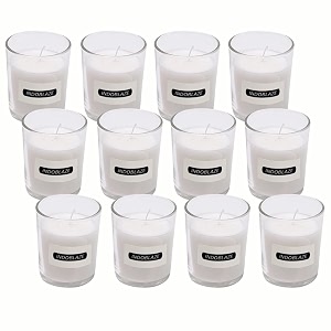 indoblaze glass votive candles for home decor  pure paraffin wax perfect for gifting unscented pack of 12