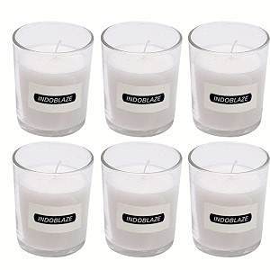 indoblaze glass votive candles for home decor  pure paraffin wax perfect for gifting unscented pack of 6