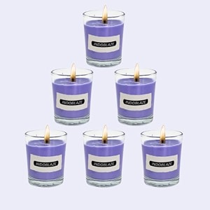 indoblaze glass votive candles for home decor  pure paraffin wax perfect for gifting lavender pack of 6