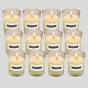 Indoblaze Glass Votive Candles for Home Decor | Pure Paraffin Wax Perfect for Gifting (Vanilla, Pack of 12)