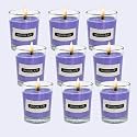 Indoblaze Glass Votive Candles for Home Decor | Pure Paraffin Wax Perfect for Gifting (Lavender, Pack of 12)