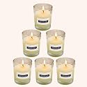 Indoblaze Glass Votive Candles for Home Decor | Pure Paraffin Wax Perfect for Gifting (Vanilla, Pack of 6)