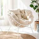 Indoor Outdoor Oversized Papasan Chairs Set of 2, Living Room Egg Chair